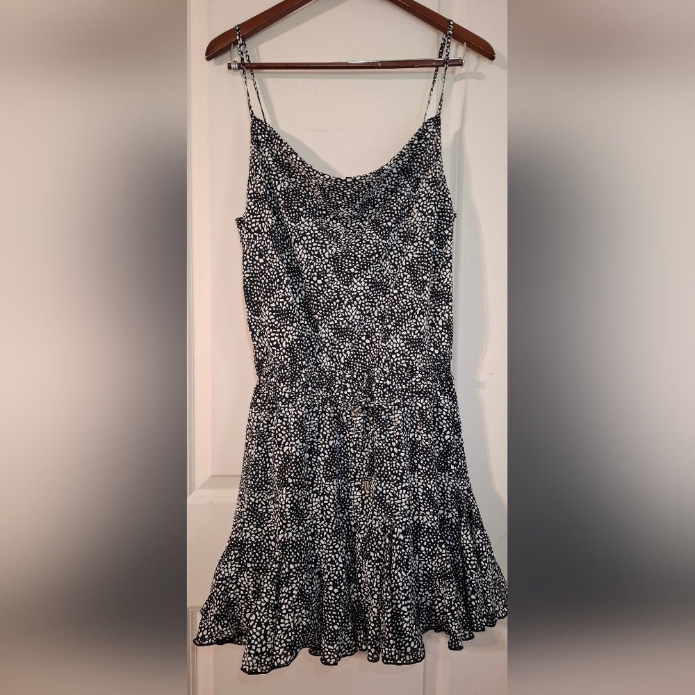 Entro Elegant Black and White Polka Dot Dress Womens Sz L BOHO WHYMSIGOTH